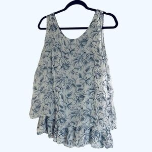 Giusy double layer 100% silk airy swing sleeveless tiered tank top Medium